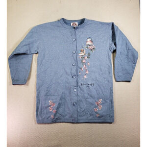 Vintage Canada North Sweater Womens Medium Blue‎ Cardigan Button Grandmacore